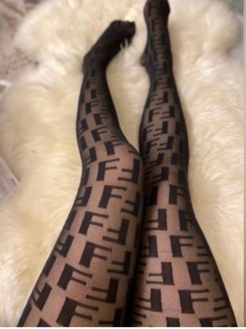Luxury FF Print Stockings Tights Pantyhose